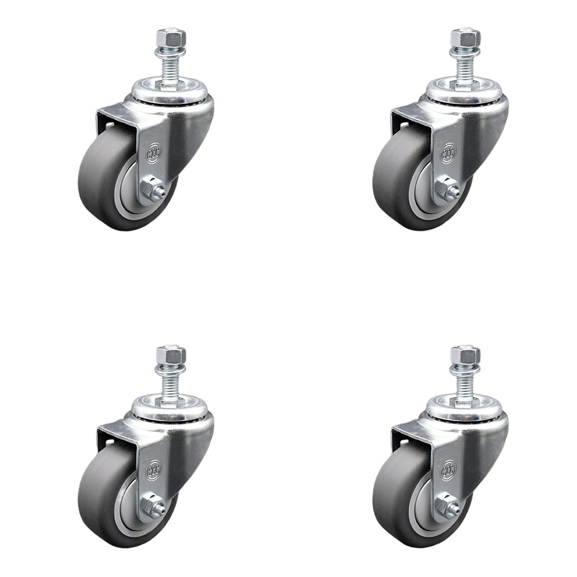 Service Caster, 3in. x 1 1/4in. Stem Casters, Wheel Diameter 3 in, Caster Type Swivel, Package (qty.) 4, Model# SCC-SSTS20S314-TPRB-M1015-4
